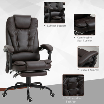 Chaise de bureau exécutive Declan avec massage à 7 points et fonctions d'inclinaison - Marron