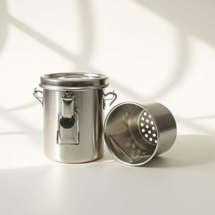 Stainless Brush Washer With Air-Tight Lid With Removable Screen