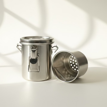 Stainless Brush Washer With Air-Tight Lid With Removable Screen