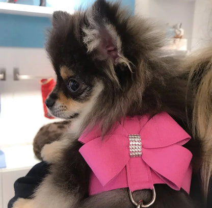Ensemble harnais et laisse pour chien rose avec strass