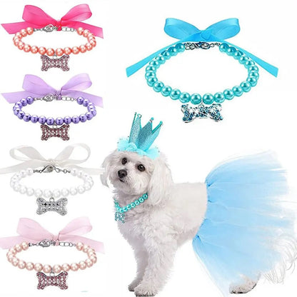Collier pour chien en perles et strass