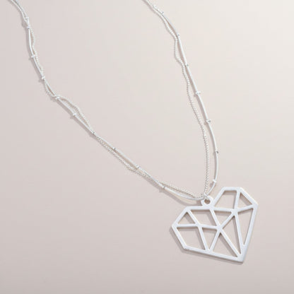 Collier double rang avec pendentif cœur en plaqué argent