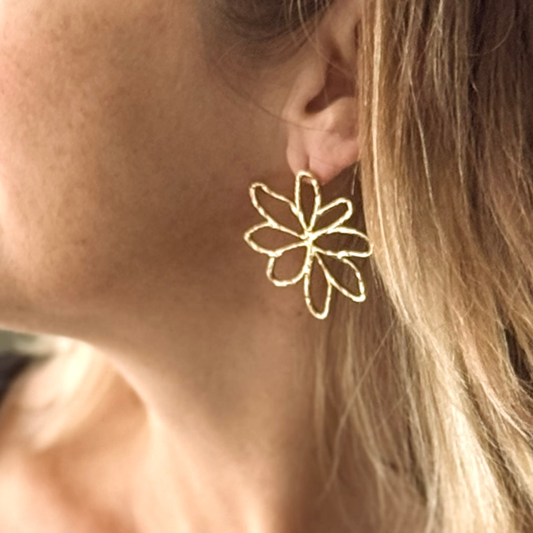 Boucles d'oreilles clous fleur ajourée
