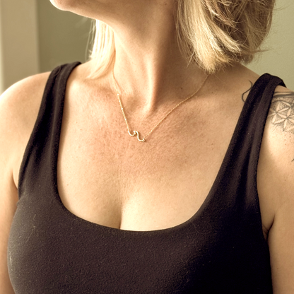 Collier à maillons avec pendentif Vague - Plaqué argent