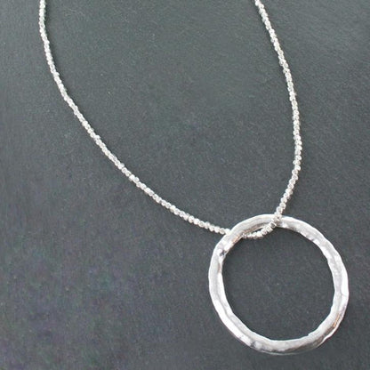Open Ring Necklace In Silver Plate