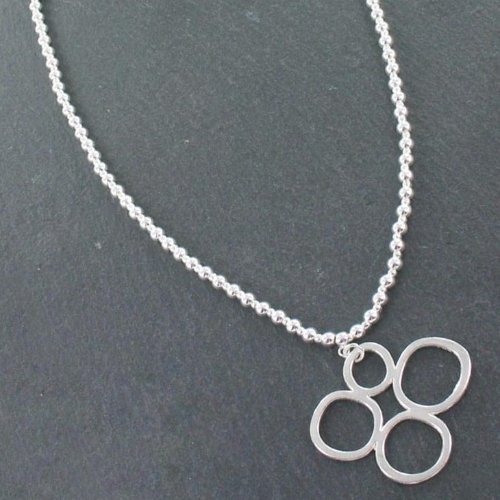 Silver Ball Necklace With Bubble Pendant In Silver Plate