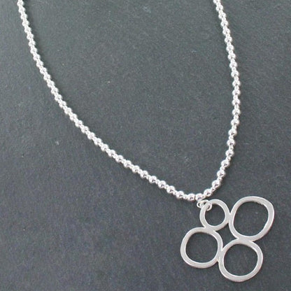 Silver Ball Necklace With Bubble Pendant In Silver Plate