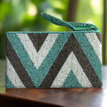 Beaded Zig Zag Clutch Purse