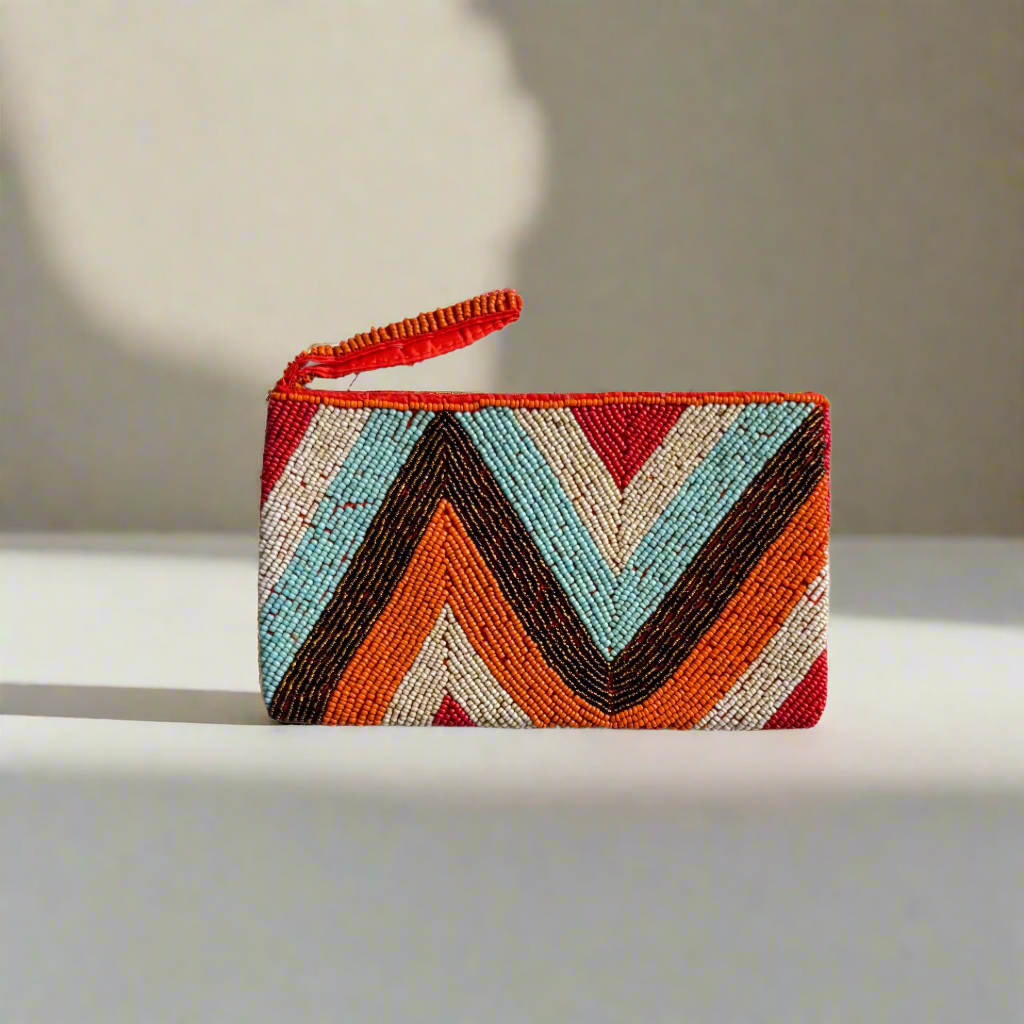 Beaded Zig Zag Clutch Purse