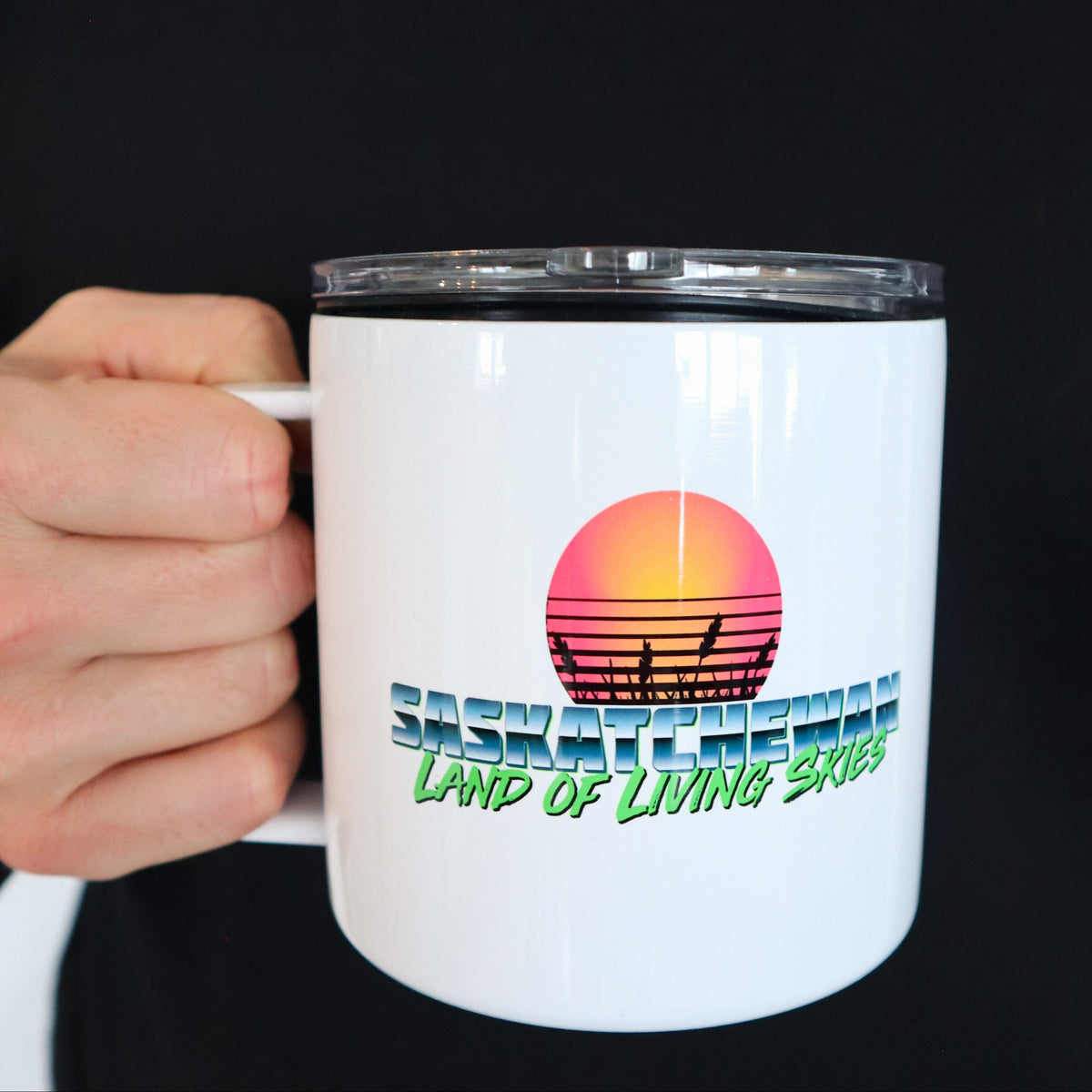 Tasse à café Saskatchewan rétro années 80 en acier inoxydable de 50 cl