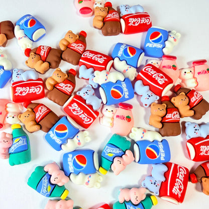 Flat Cute Animal & Soda Charms for DIY Crafts