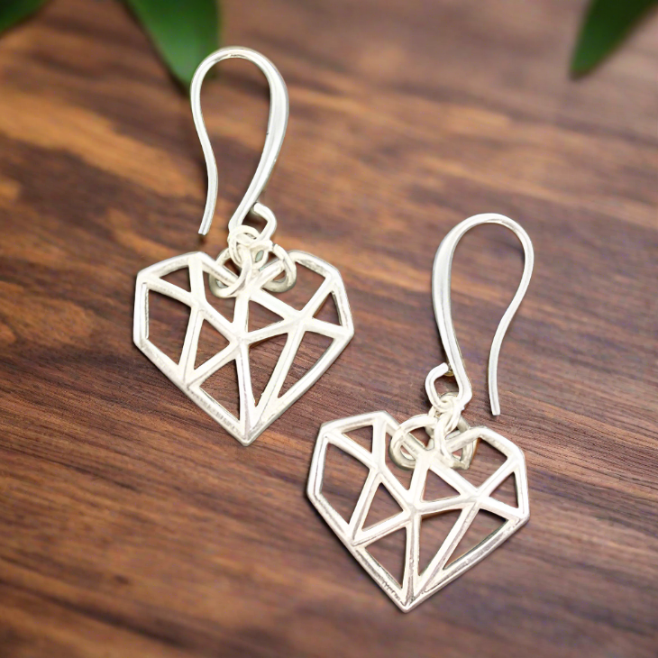 Boucles d'oreilles breloque cœur en plaqué argent