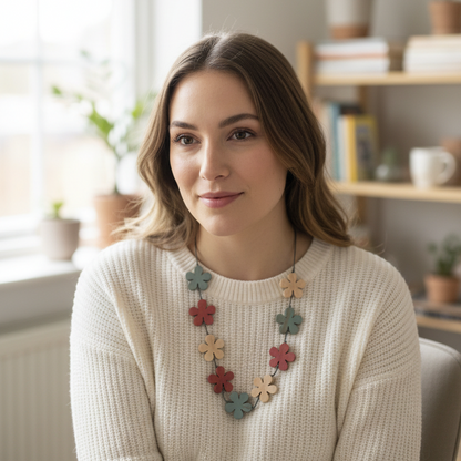 Wooden Flower Necklace