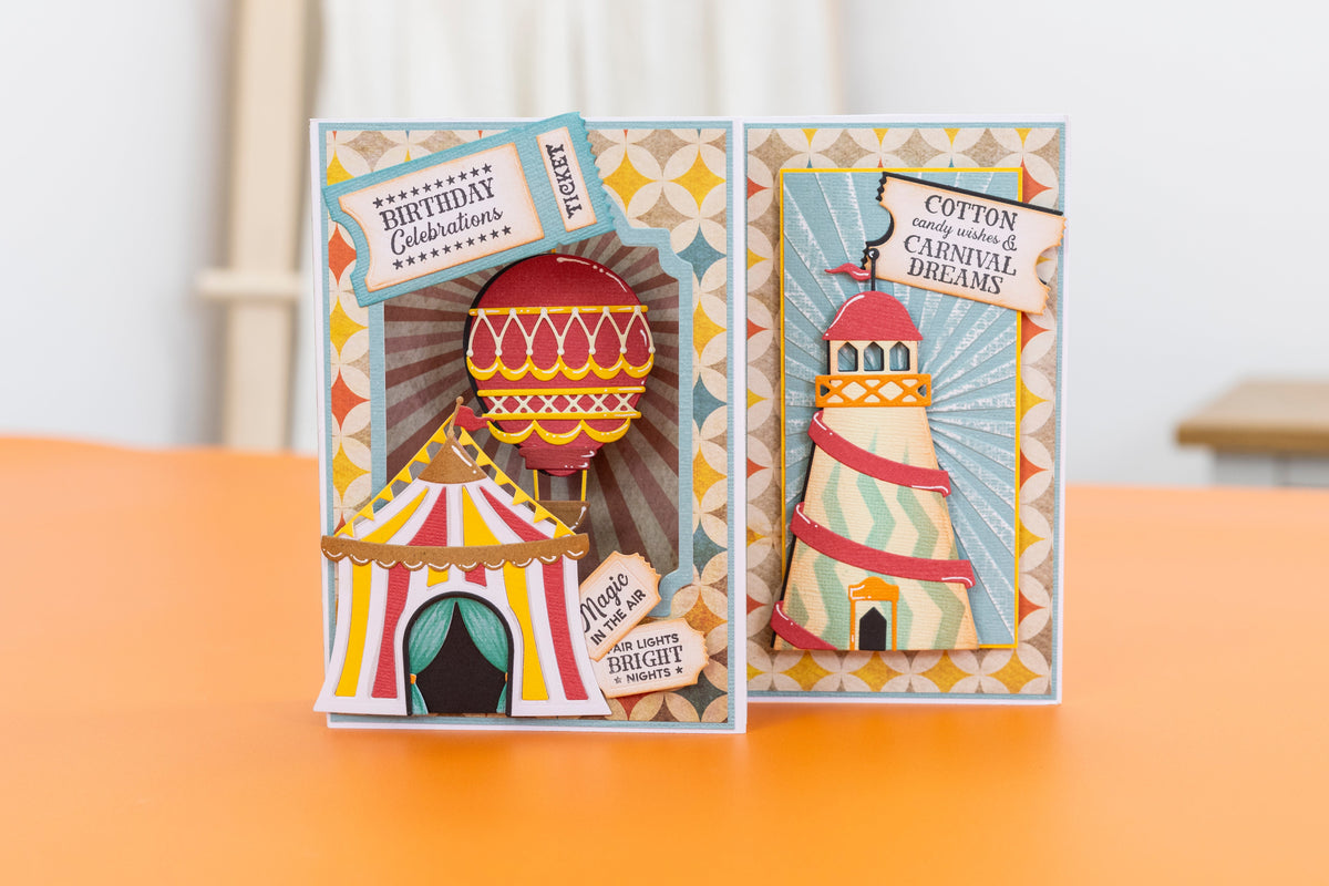 Jeu de matrices et de pochoirs en métal vintage sur le thème du carnaval - Helter Skelter