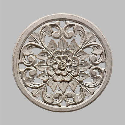 Wooden Round Carved Flower