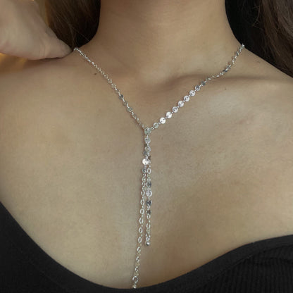 Collier chaîne à disques avec double pendentif en plaqué argent
