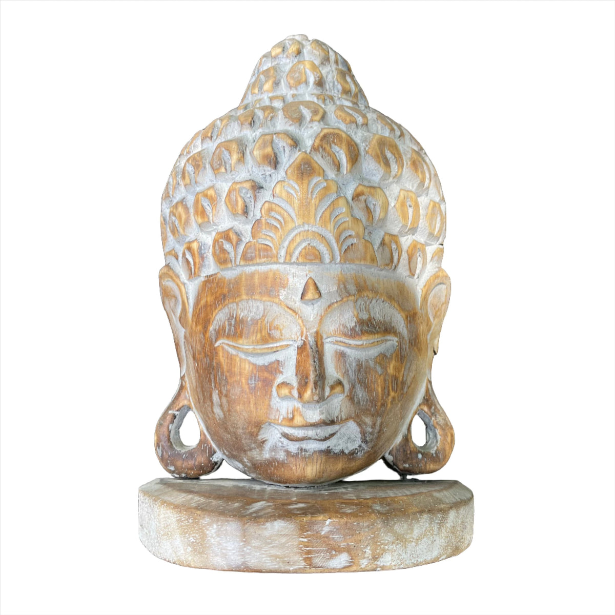 Tête de Bouddha sculptée à la main