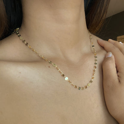 Collier chaîne simple avec disques en plaqué argent