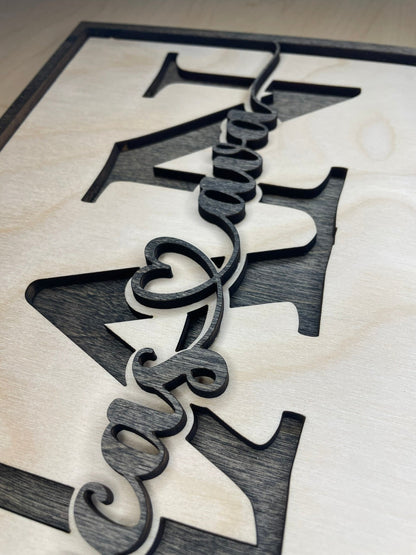 Personalized Wooden Mom sign with children name