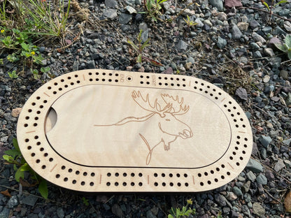 2-Player Wooden Travel Cribbage Board – 9″ × 5″