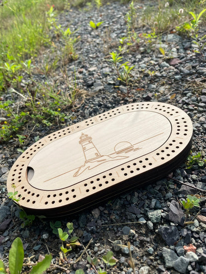 2-Player Wooden Travel Cribbage Board – 9″ × 5″