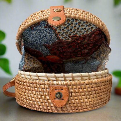 Sac rond en rotin - Noir