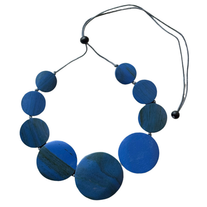 Collier Pendentif Disque Plat en Bois