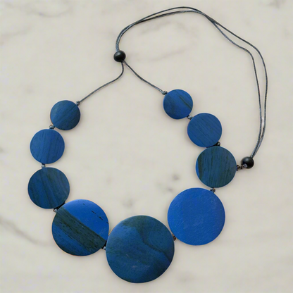 Collier Pendentif Disque Plat en Bois