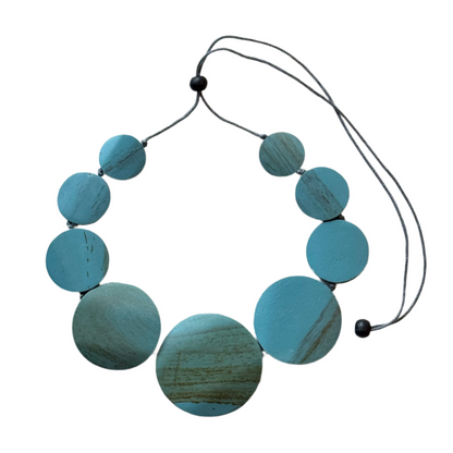 Collier Pendentif Disque Plat en Bois