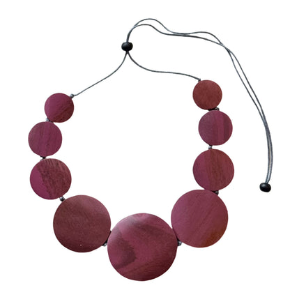 Collier Pendentif Disque Plat en Bois
