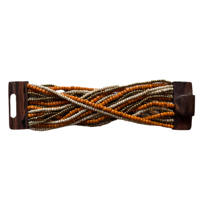 Bracelet perles mélangées avec fermoir en bois