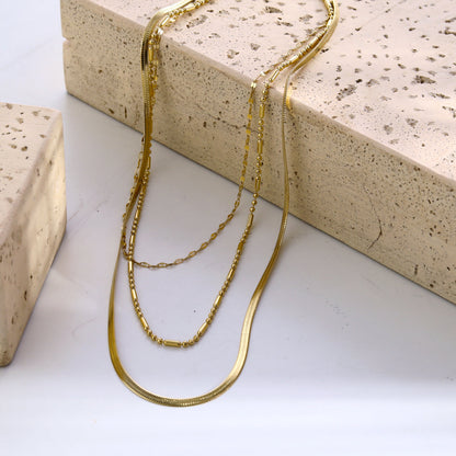 Collier multi-chaînes doré IRIS à triple rang