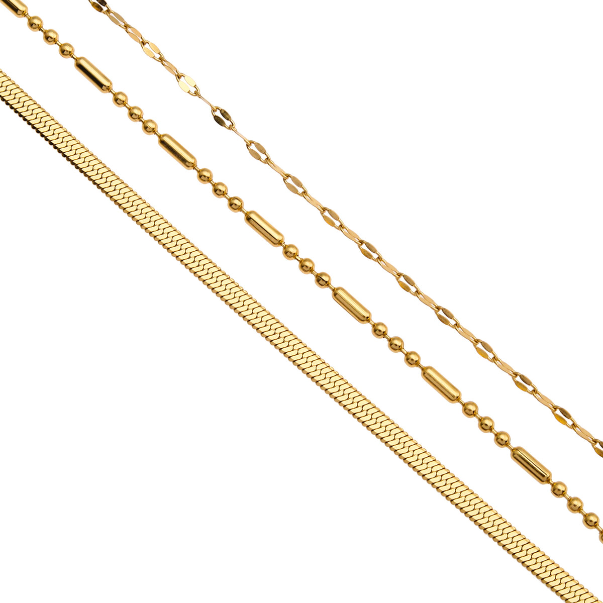 Collier multi-chaînes doré IRIS à triple rang