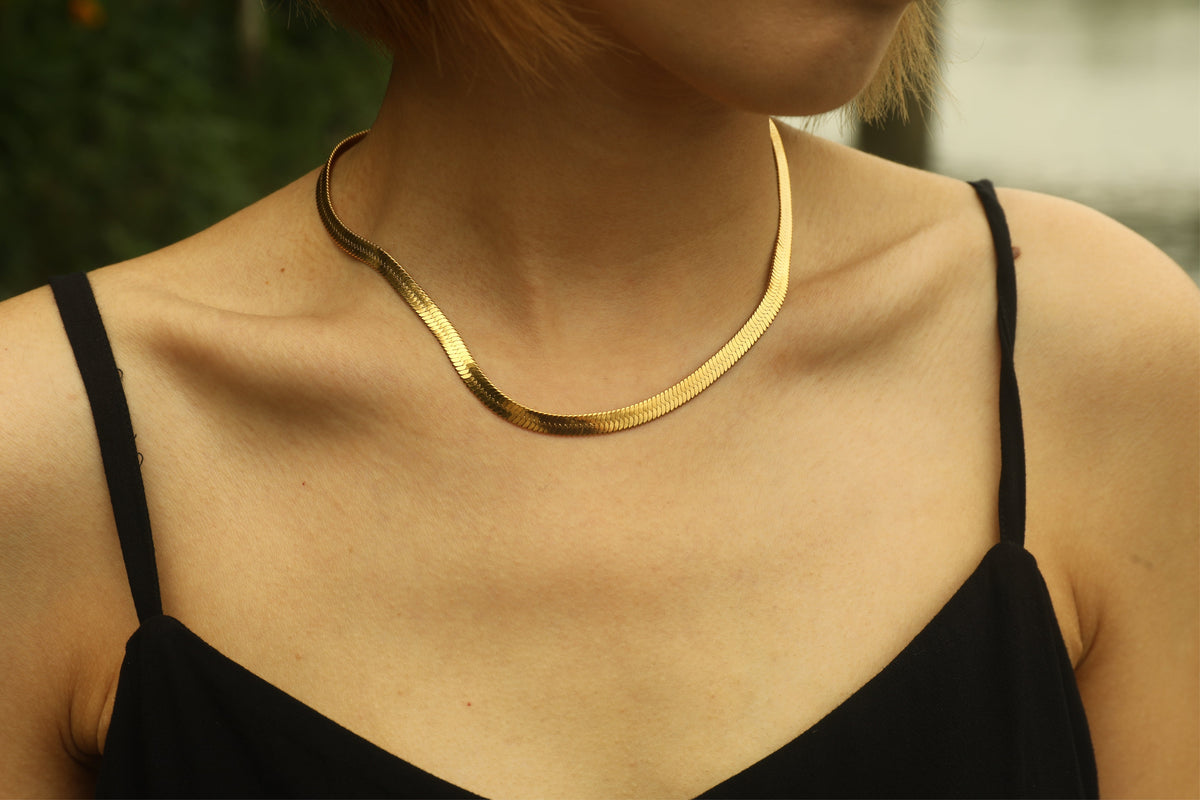 Collier chaîne texturé peau de serpent ISABELLA