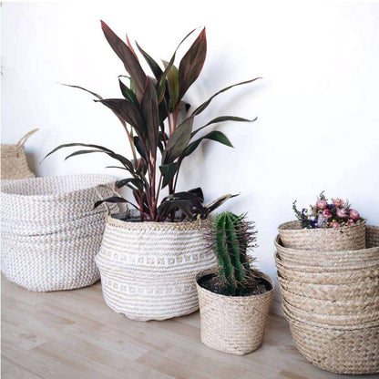 Isak - Seagrass Basket With White Decoration