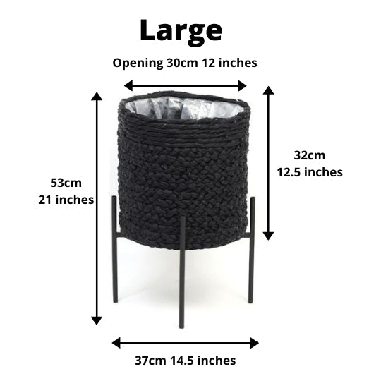 Isha Black Braided Planter