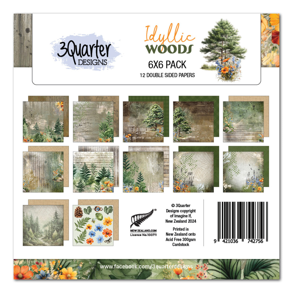 Bloc de papier Idyllic Woods 6x6 de 3Quarter Designs