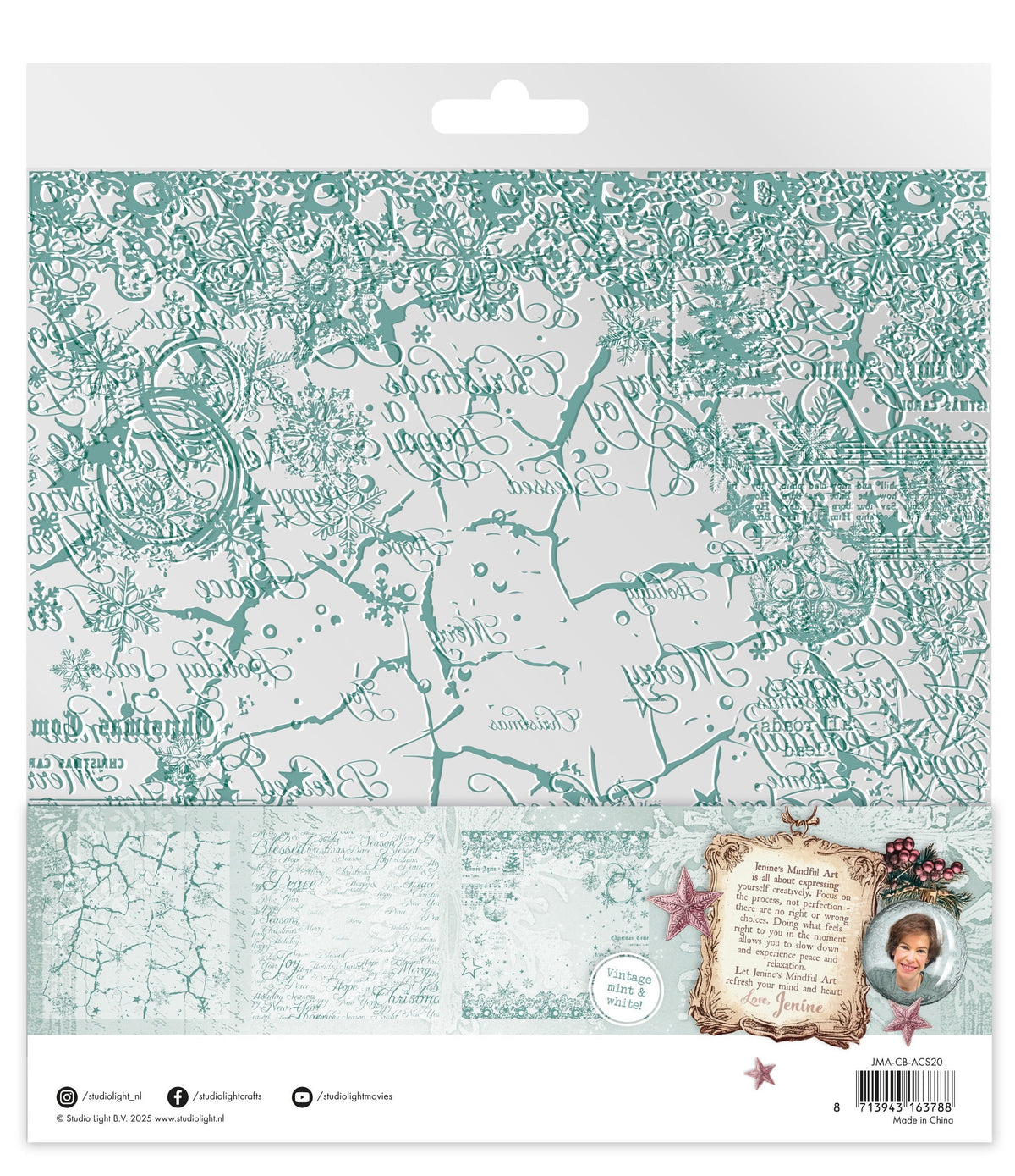 JMA Acetate Sheets White & Vintage Mint Christmas Blush 6 Sheets