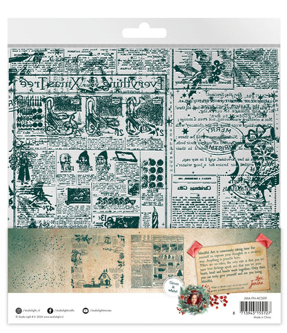 JMA Feuilles d'acétate blanc et vert Nostalgie festive 6 FD