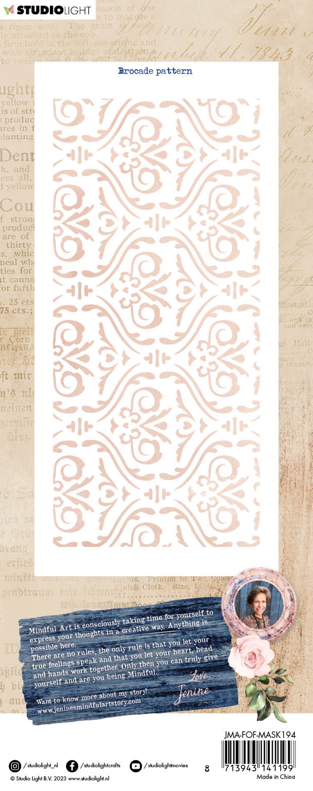 JMA Masque Motif Brocart Sentiments de Liberté 105x210x1mm 1 PC n°194