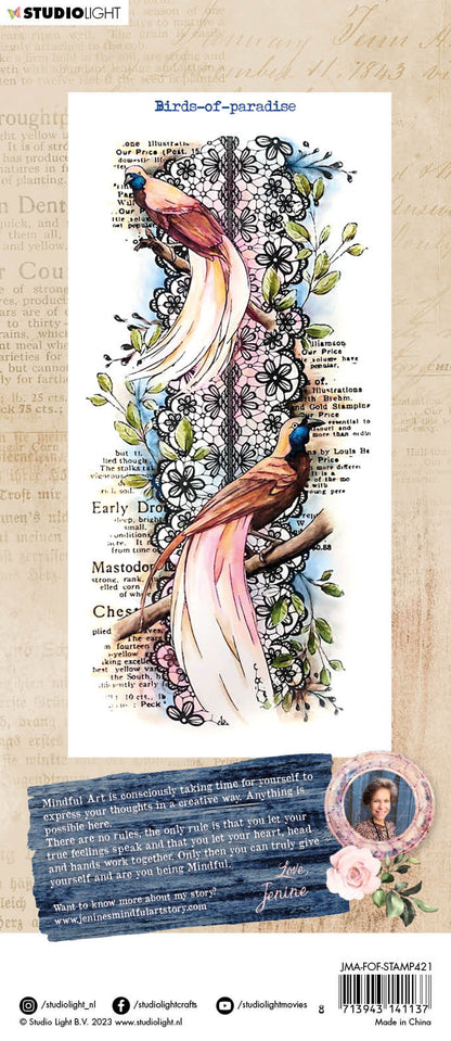JMA Tampon transparent Oiseaux de paradis Sentiments de liberté 92x193x3mm 1 pc nr.421