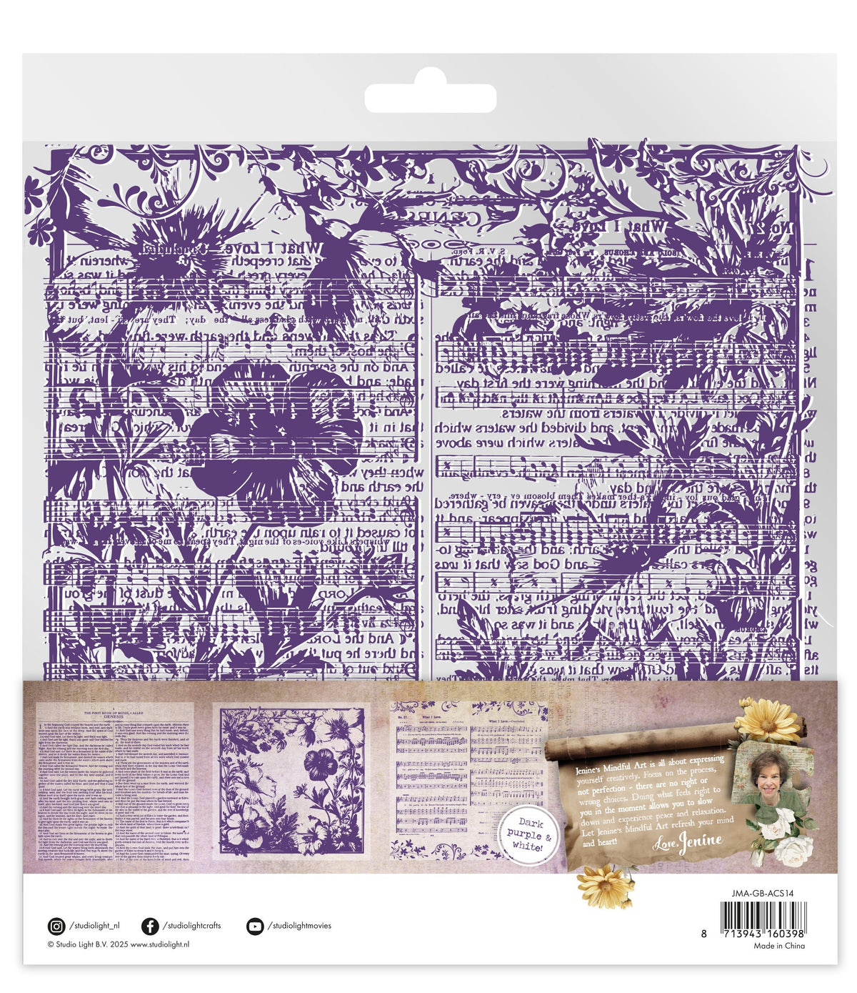 JMA Acetate Sheets White & Dark Purple Growing & Blooming 6 Sheets