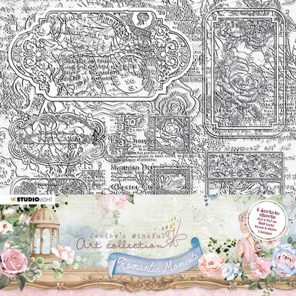 Feuilles d'acétate JMA Billets et Moments romantiques grunge 203x203x2mm 6 FH nr.03