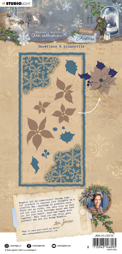 JMA Matrice de découpe Flocon & Poinsettia Noël Vintage 105x210x1mm 15 PC nr.719