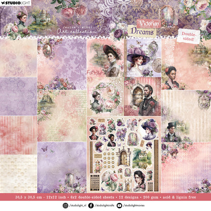 Bloc de papier de créateur JMA, double face, scrapbooking, Rêves victoriens, 12 feuilles