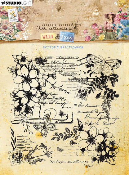 Tampon transparent JMA Script & Wildflowers Wild & Free 1 pièce