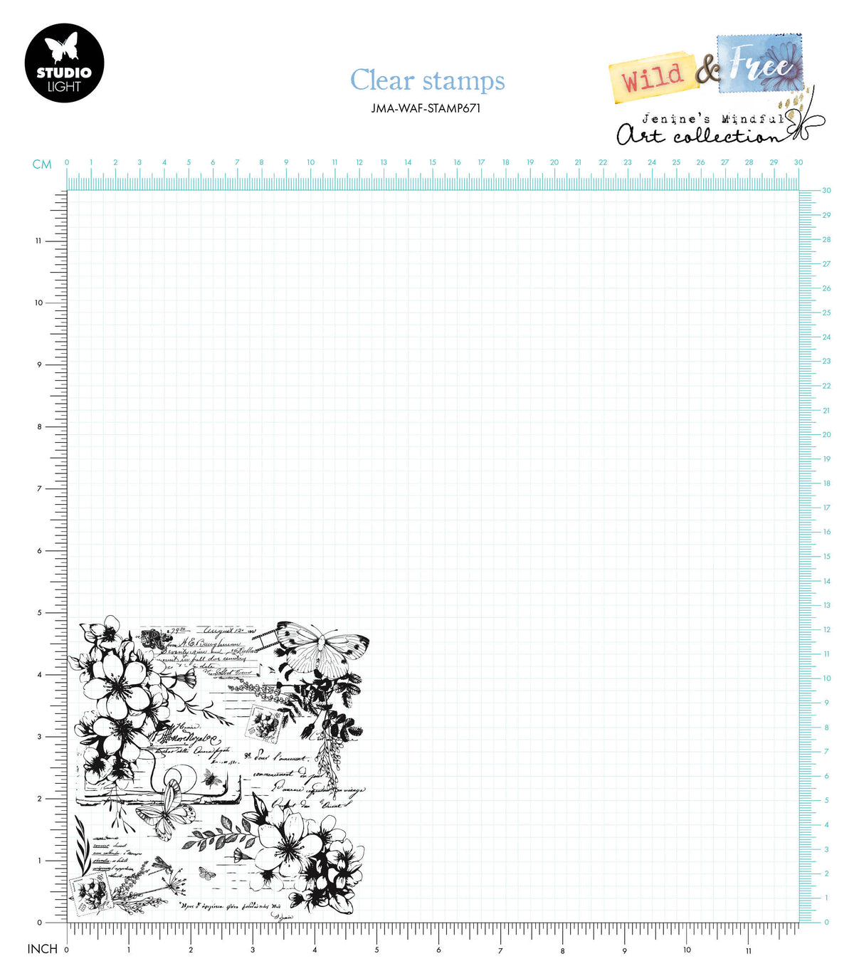 Tampon transparent JMA Script & Wildflowers Wild & Free 1 pièce