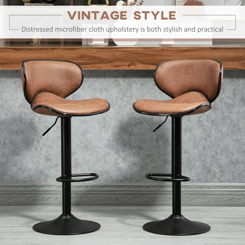 Anna Vintage Adjustable Counter/Bar Height Stools with Swivel Seat-Set of 2-Brown