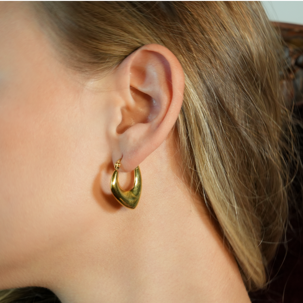 KAMIRA Or : Boucles d'oreilles créoles géométriques asymétriques