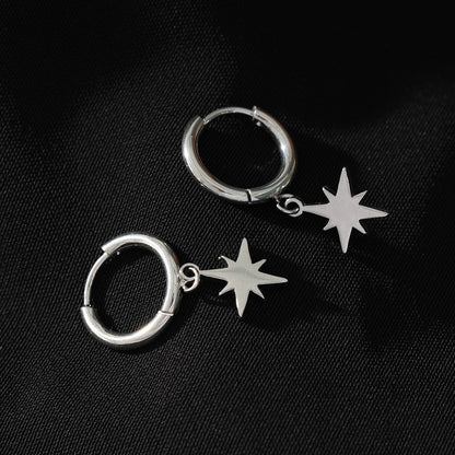 KAYLIN Argent: Mini créoles boucles d'oreilles pendantes étoiles
